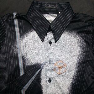 Vintage Bonhomme MCM Abstract Geometric Stripes Disco Shirt